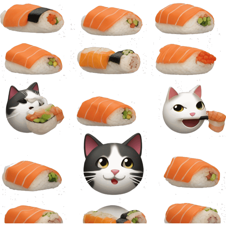 Un gato comiendo sushi  emoji