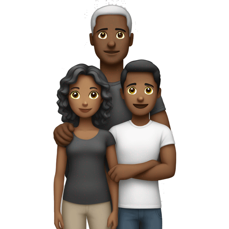 Família mulher negra homem branco com 2 filhos emoji