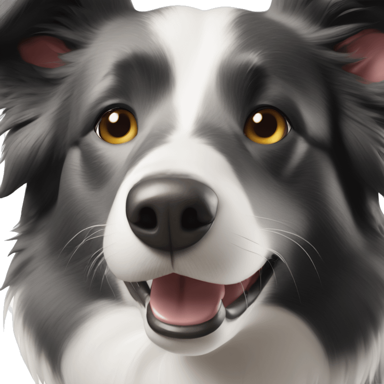 Border collie looking near in the camera  emoji