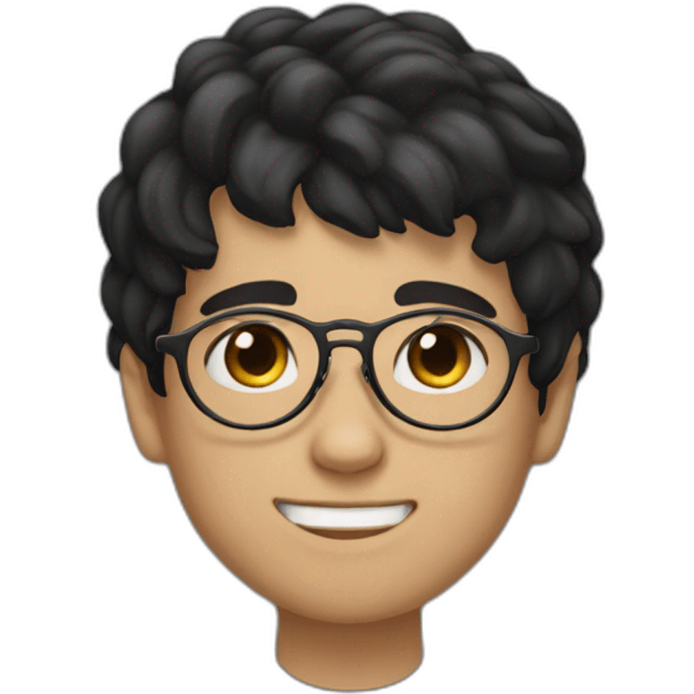 boy with black hair, wearing round glasses, and his skin is white emoji