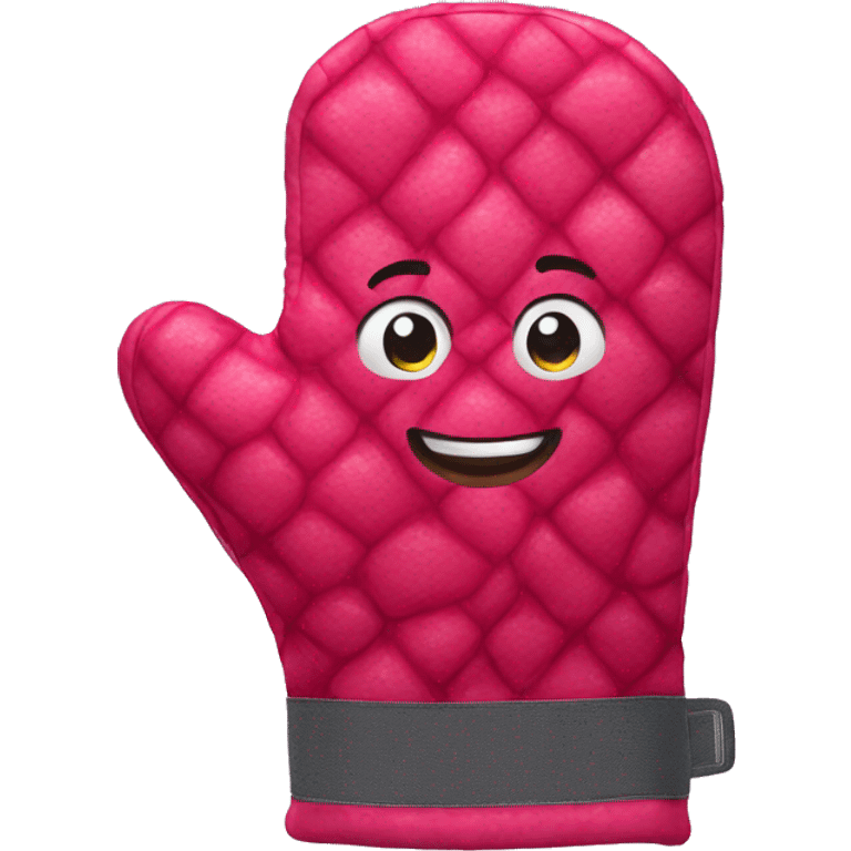 Realistic raspberry color oven mitt emoji