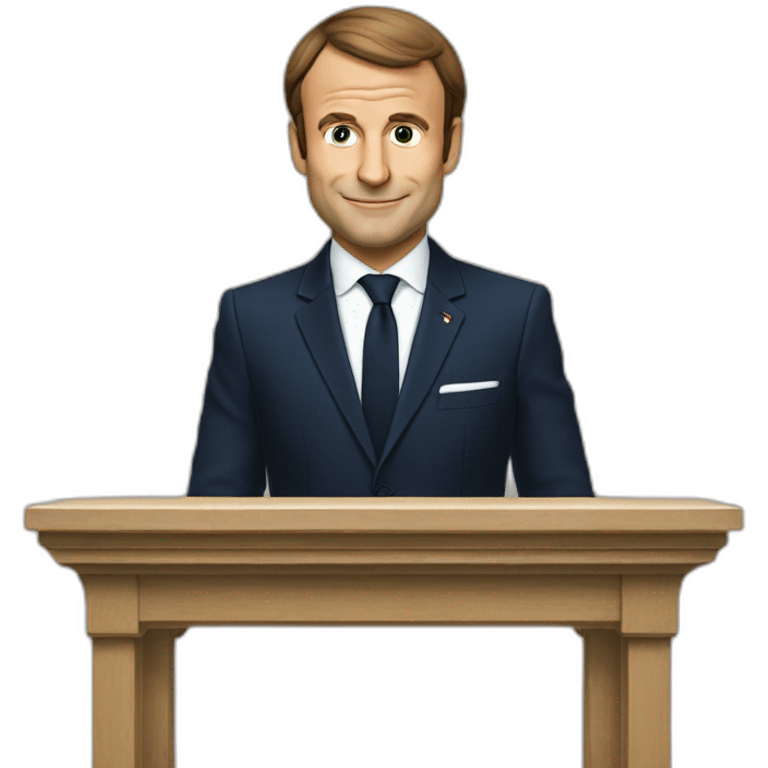 Macron qui fait un salut emoji