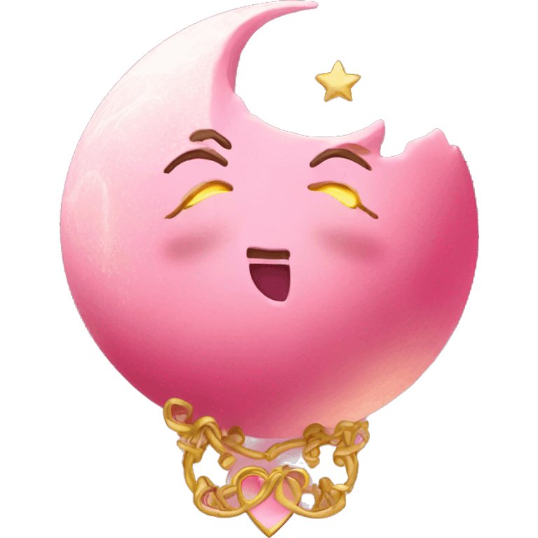 pink moon with gold heart  emoji