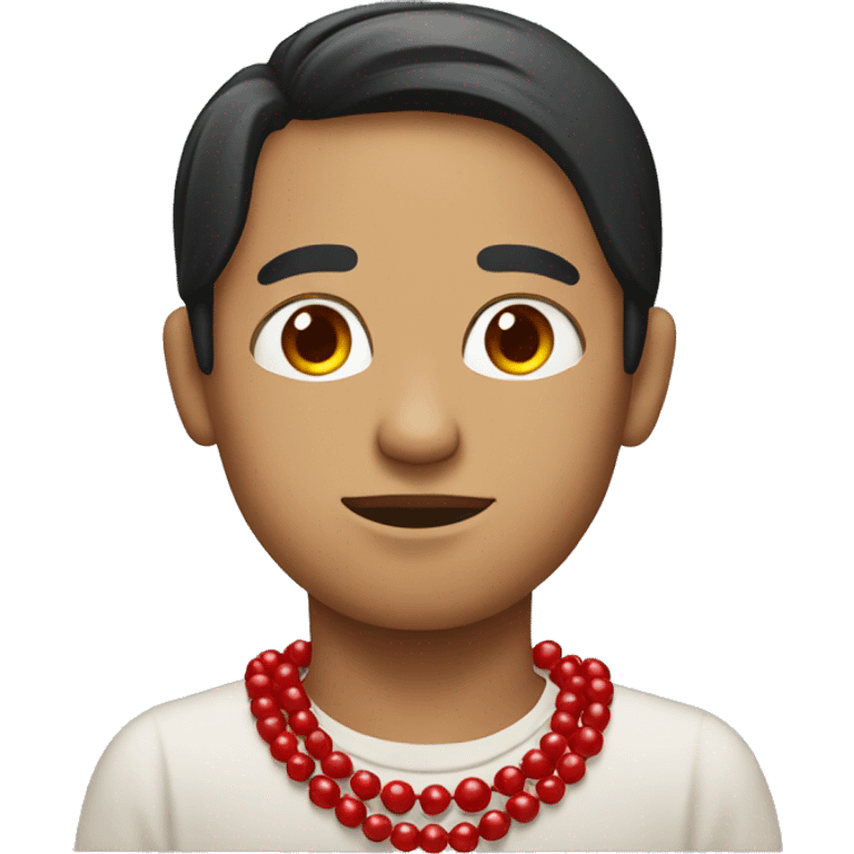 blind man with black hair praying hands red beads emoji