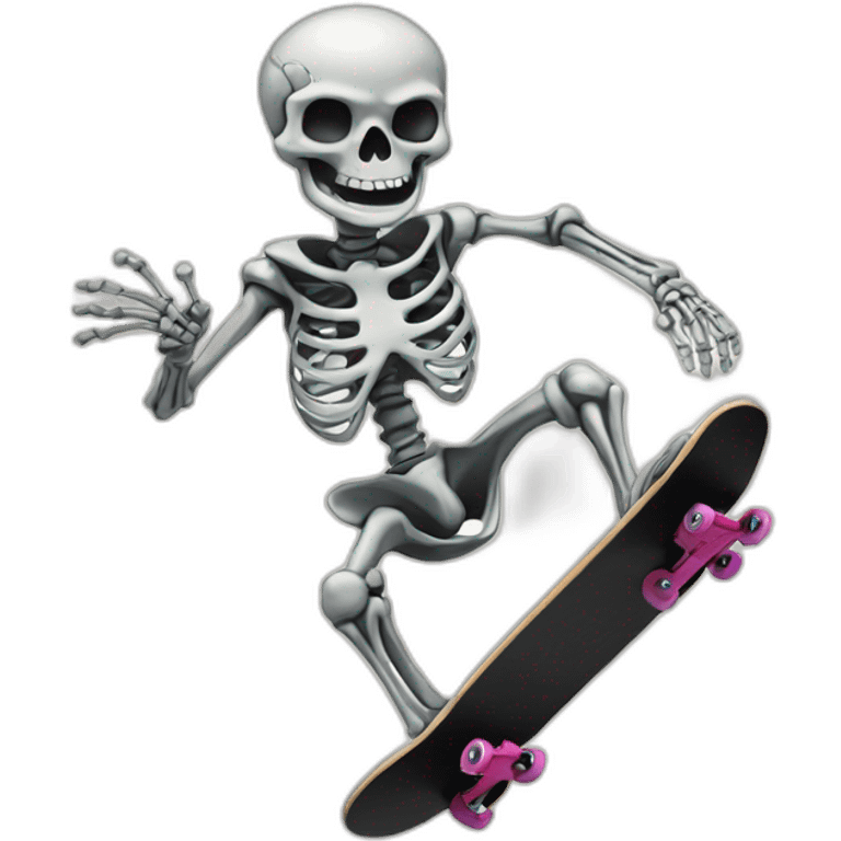 skeleton on frie skateing on skate and making kickflip emoji