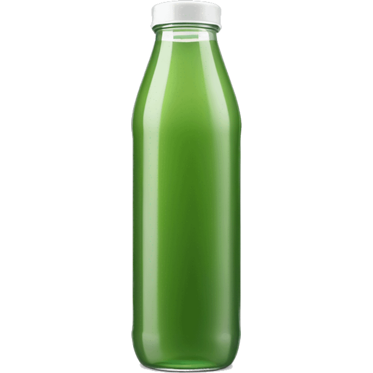 aesthetic green juice in tall clear full plastic drink bottle with white lid realistic soft textures emoji