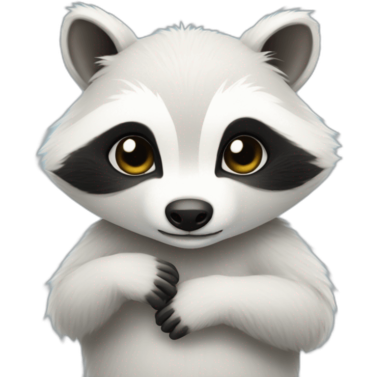 white racoon hugging emoji