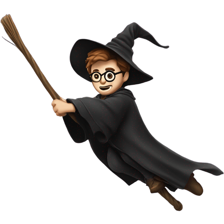 Harry Potter flying on a broomstick emoji