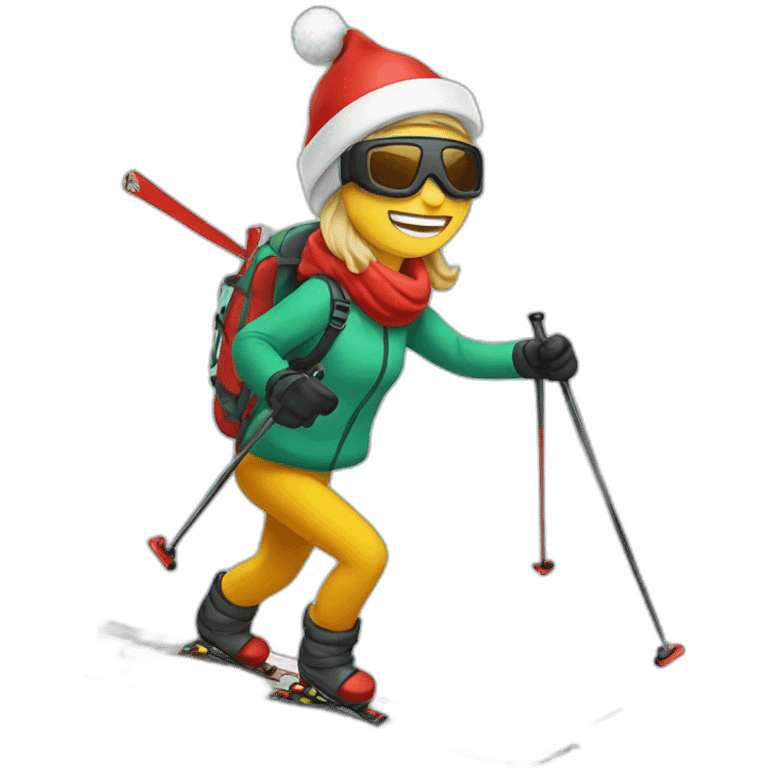 skiing christmas emoji