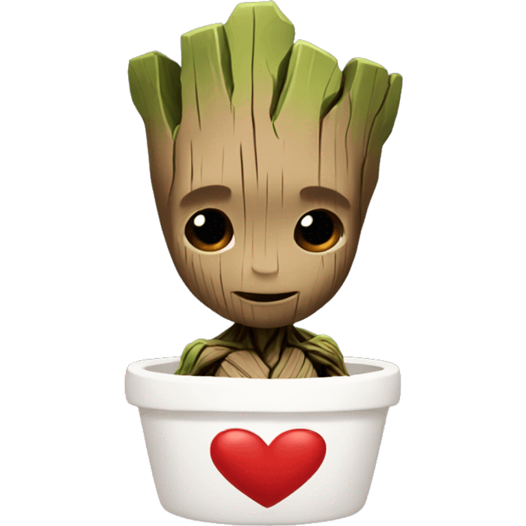 baby-groot with big, red hearth emoji