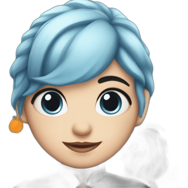 Short Blue-haired witch in black full skirt full length emoji