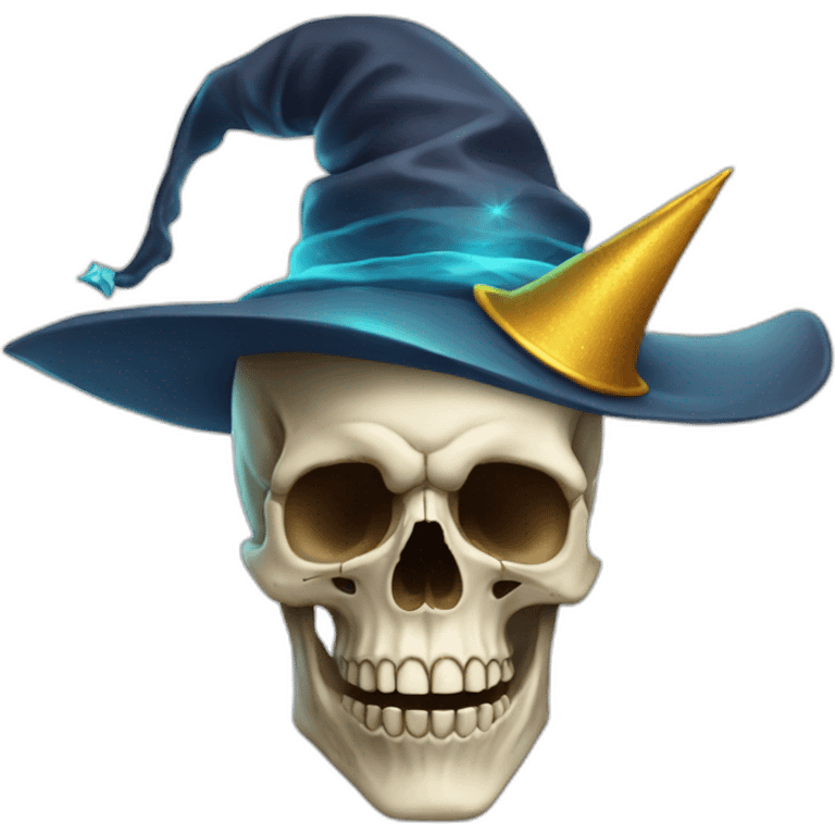 Human skull with a wizard hat emoji