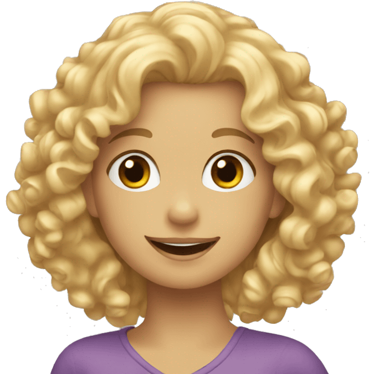 curly blonde girl waving emoji