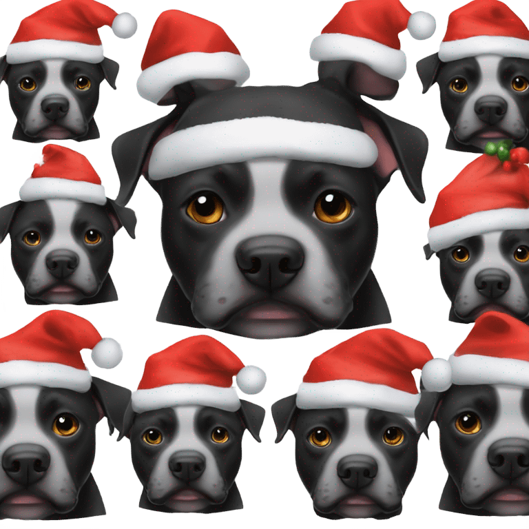 All black pitbull with Santa hat emoji