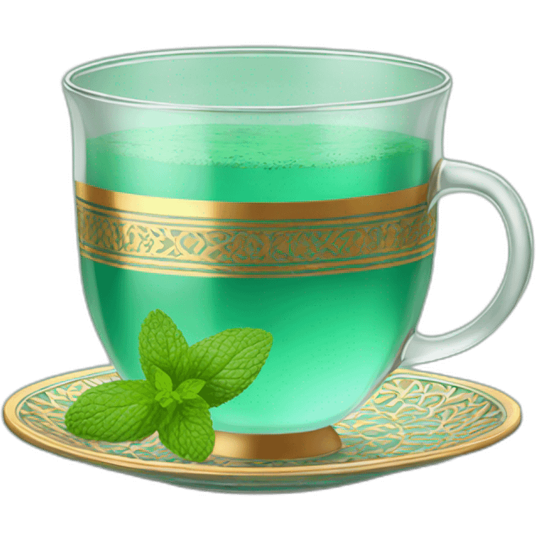 Moroccan cup of tea with clear glass and mint emoji