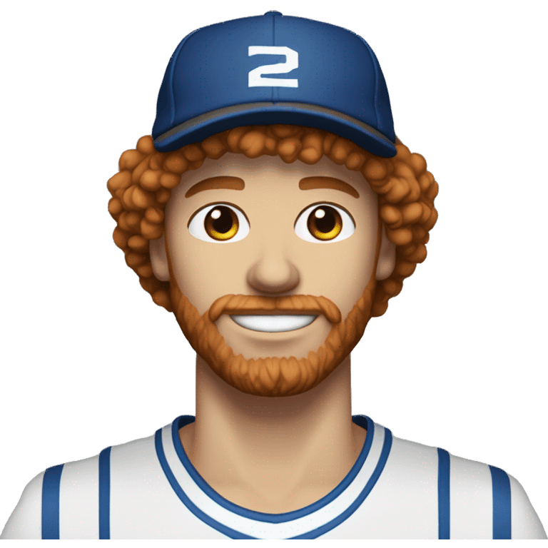 35 year old, male, short curly red hair, pale complexion, beard, blue eyes, basketball hat emoji