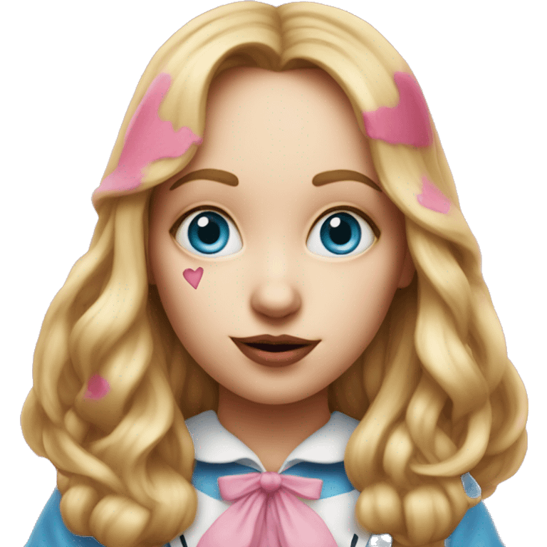 Alice in wonderland with pink stain on her nose  emoji