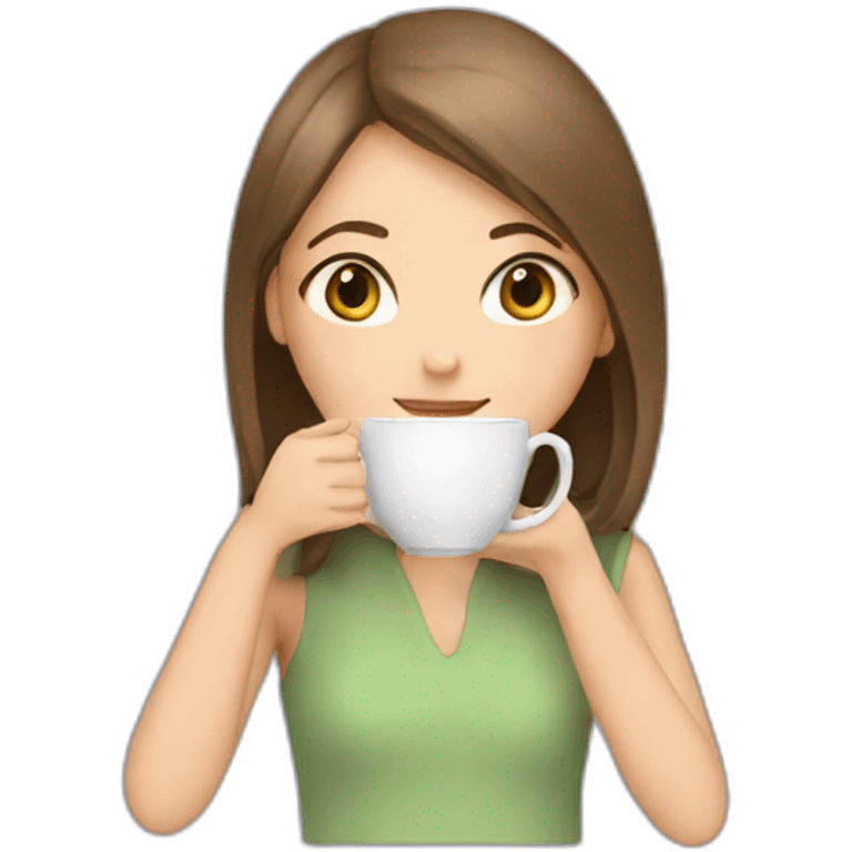 Girl cuddling drinking tea emoji