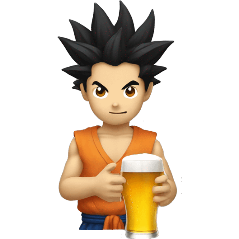 sangoku qui boit une bière emoji