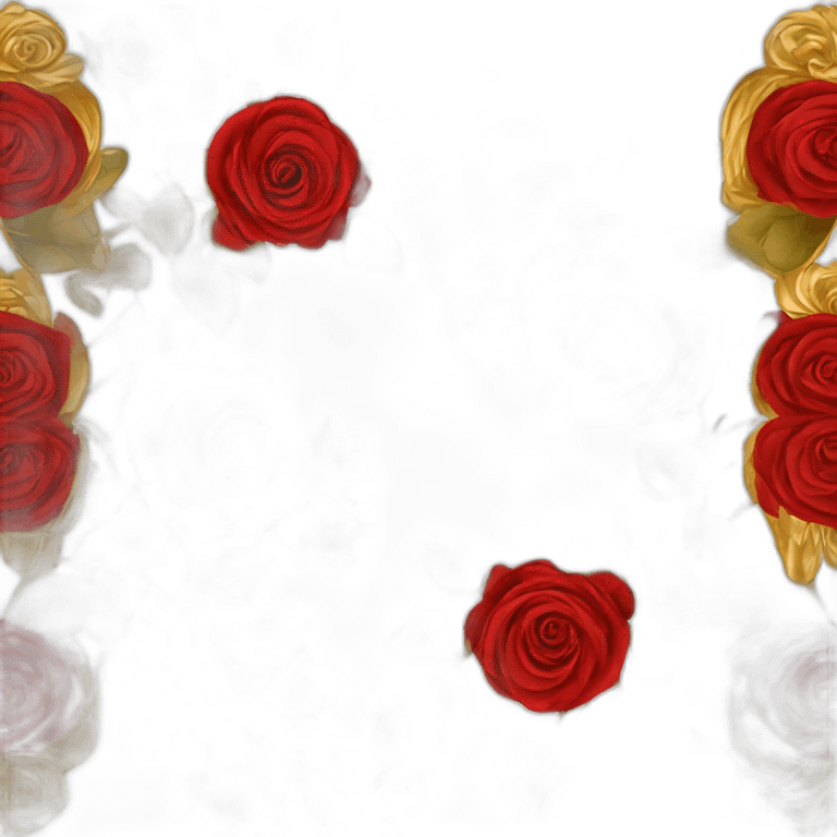 Fancy gold and red roses corner border emoji