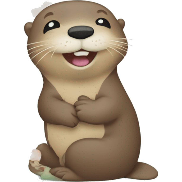 "Otter with flowers and good vibes." emoji