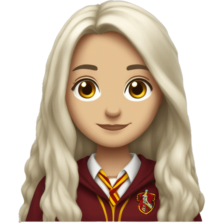 Harry Potter Gryffindor girl, white long hair, brown eyes emoji