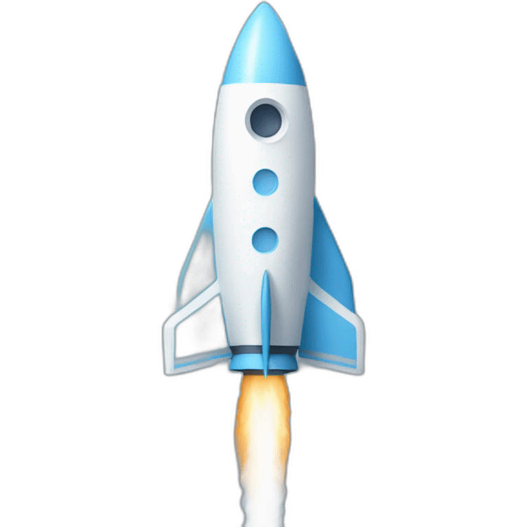 Rocket painted in light blue and white emoji