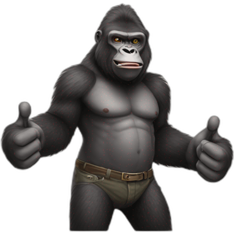 Full body gorilla with two thumbs up emoji