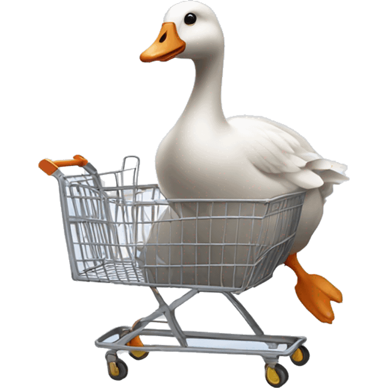 Goose with a shopping cart in hands emoji