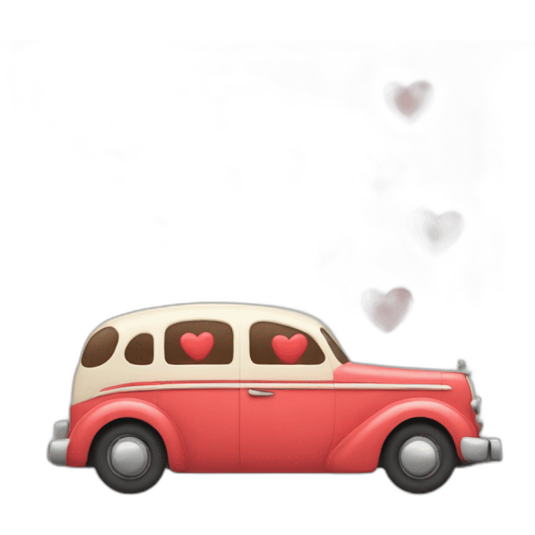 Sleeping car with hearts around the head emoji