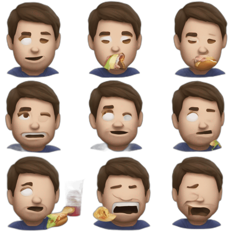 Messi eating McDonald's and drinking djino and wimto emoji