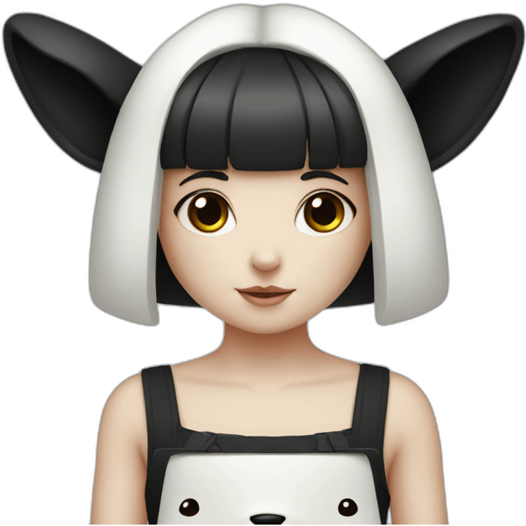 white rabbit with a little girl with black bangs emoji