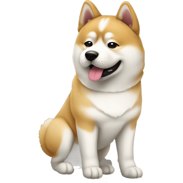 	An Akita Inu by a train emoji