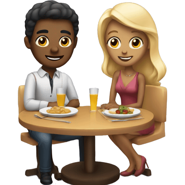 A man and a woman dating at the restaurant emoji