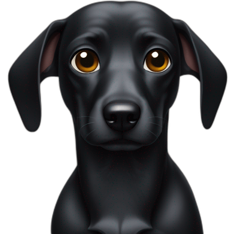 sad black sausage dog drinking emoji