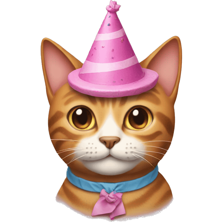 Cat wearing cake hat emoji