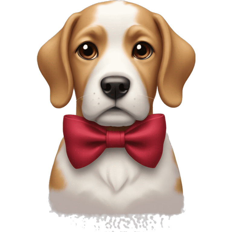 A dog with a burgundi red bow emoji