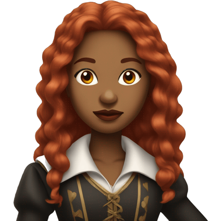 Three Musketeers black woman smooth long red hair big lips emoji