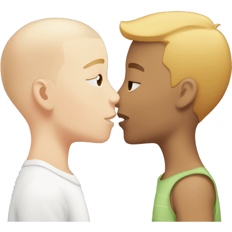 white ginger girl kissing with white buzzcut boy clasic emoji emoji