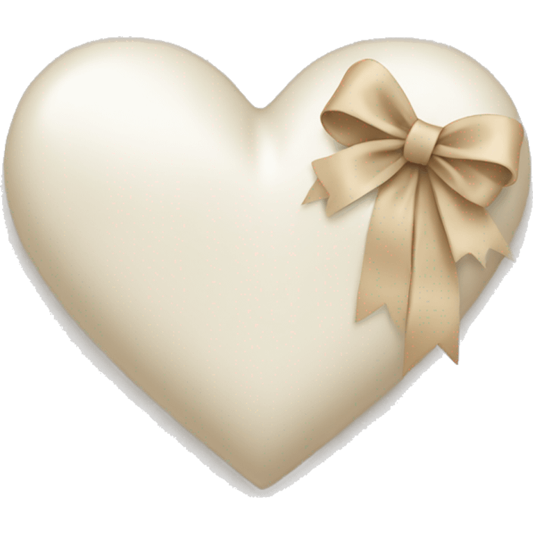 white heart with beige bow emoji