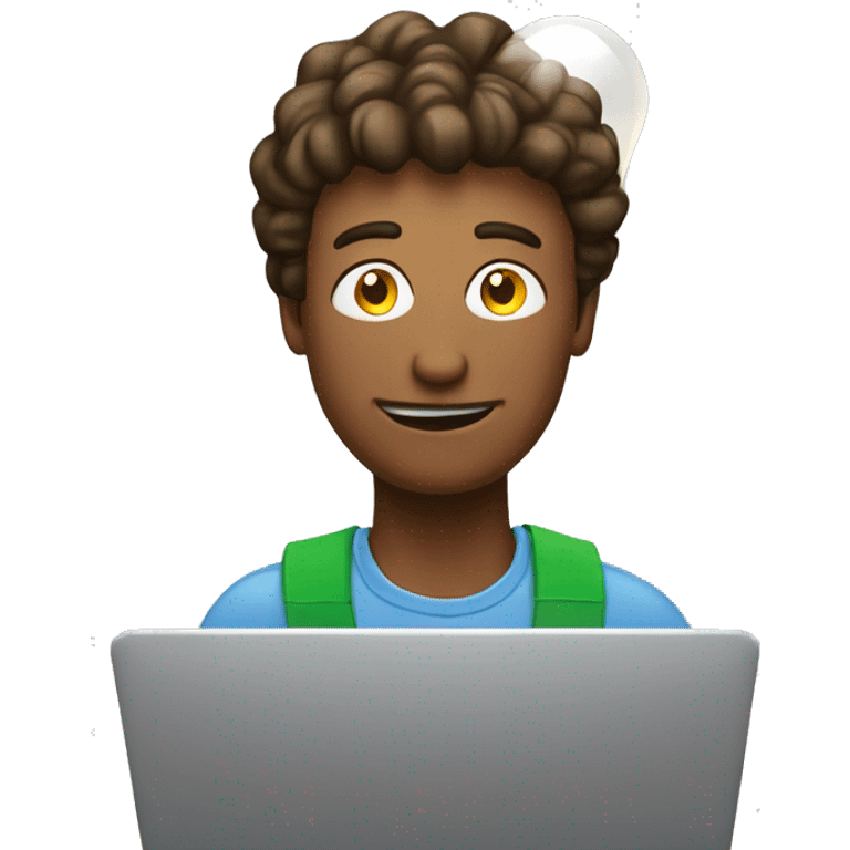 man with light bulb above his head and laptop emoji