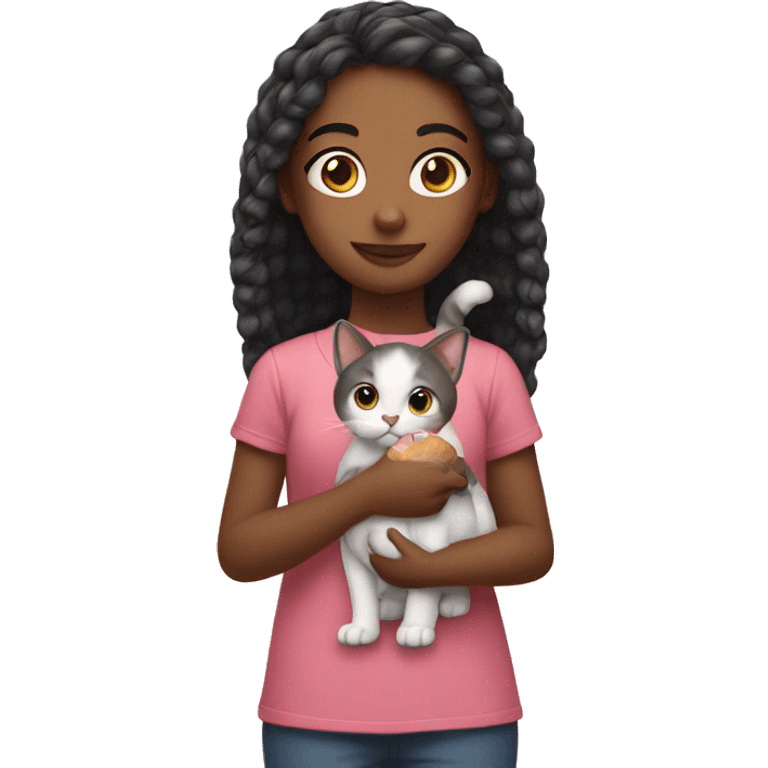 Girl holding a cat toy emoji