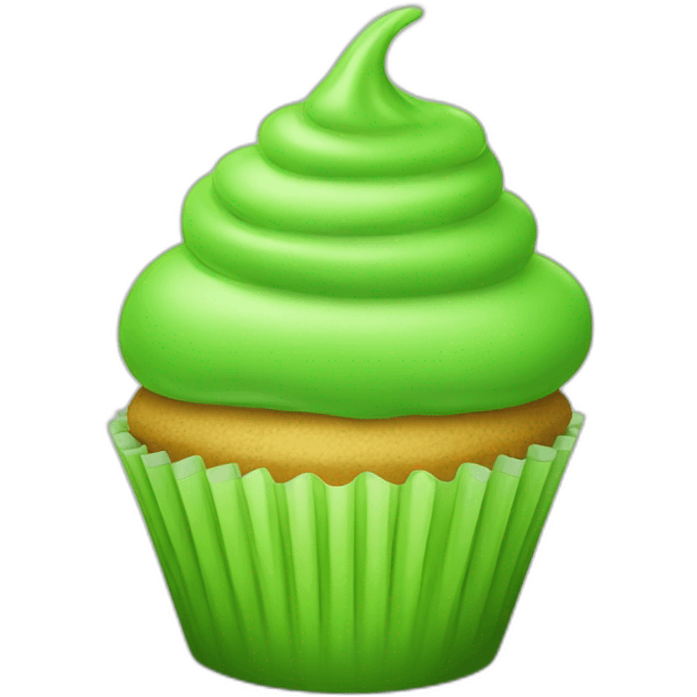 Happy bright green cupcake emoji