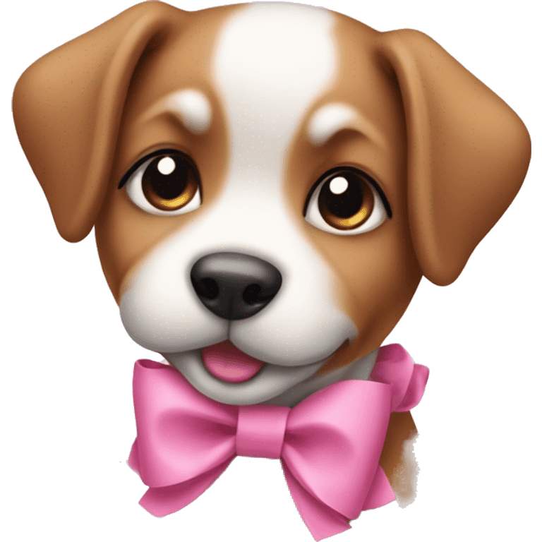 Cute puppy with pink bow emoji