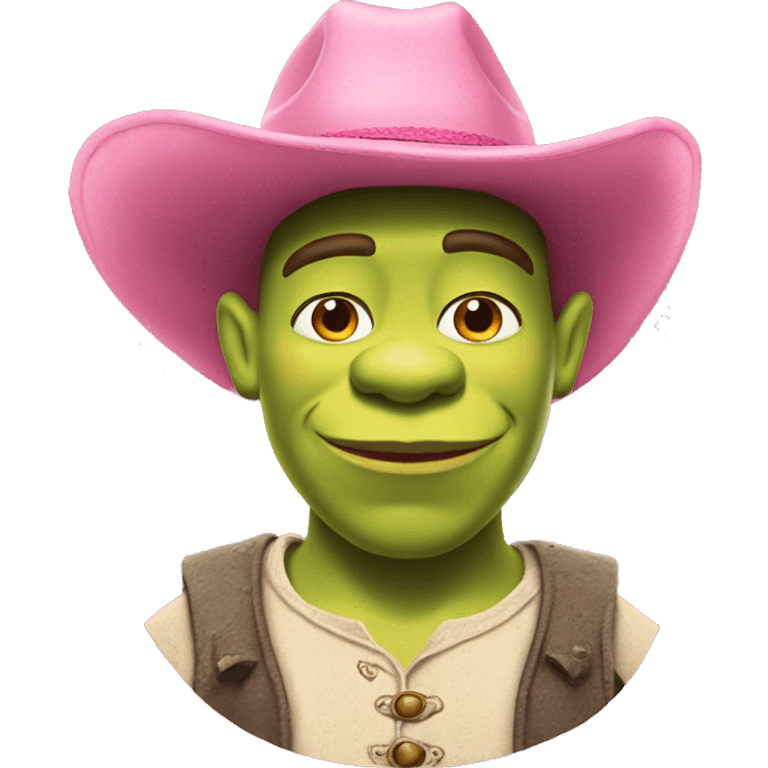 Shrek wearing a pink cowboy hat emoji