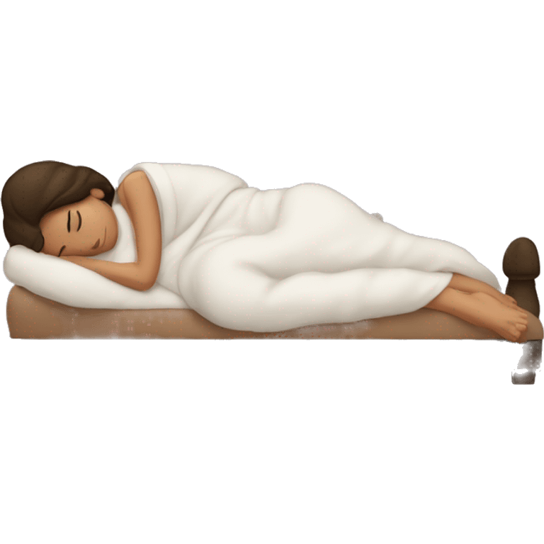 brunette girl sleeping cozy emoji