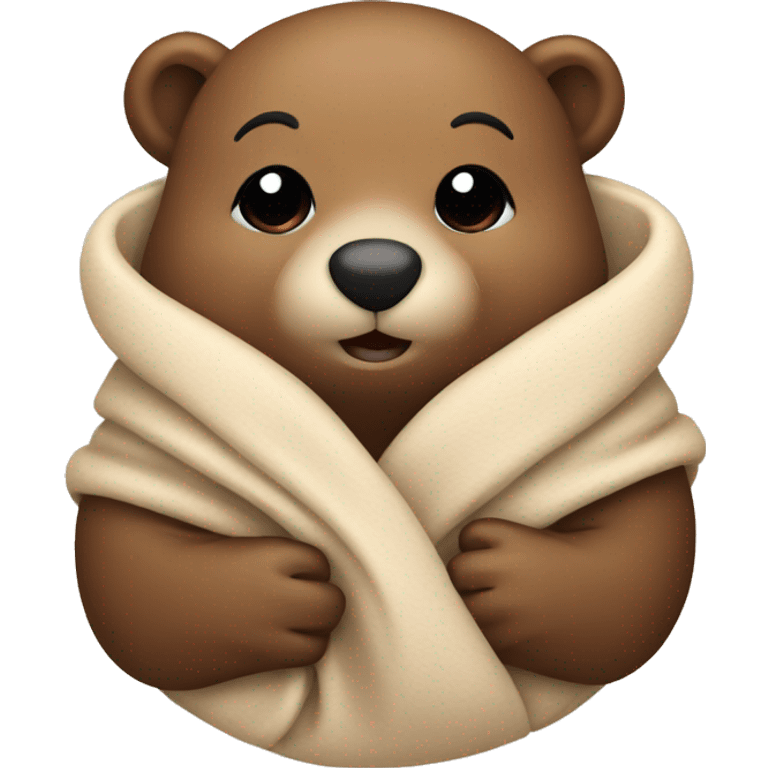 Cozy beaver in beige blanket emoji