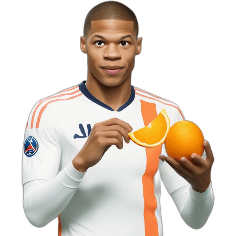 Mbappé qui mange des oranges emoji