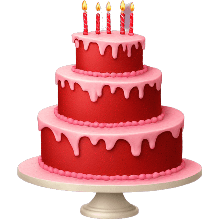 3 tiers red birthday cake emoji