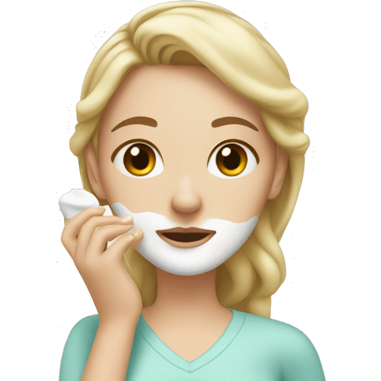 white girl applying cream on face emoji